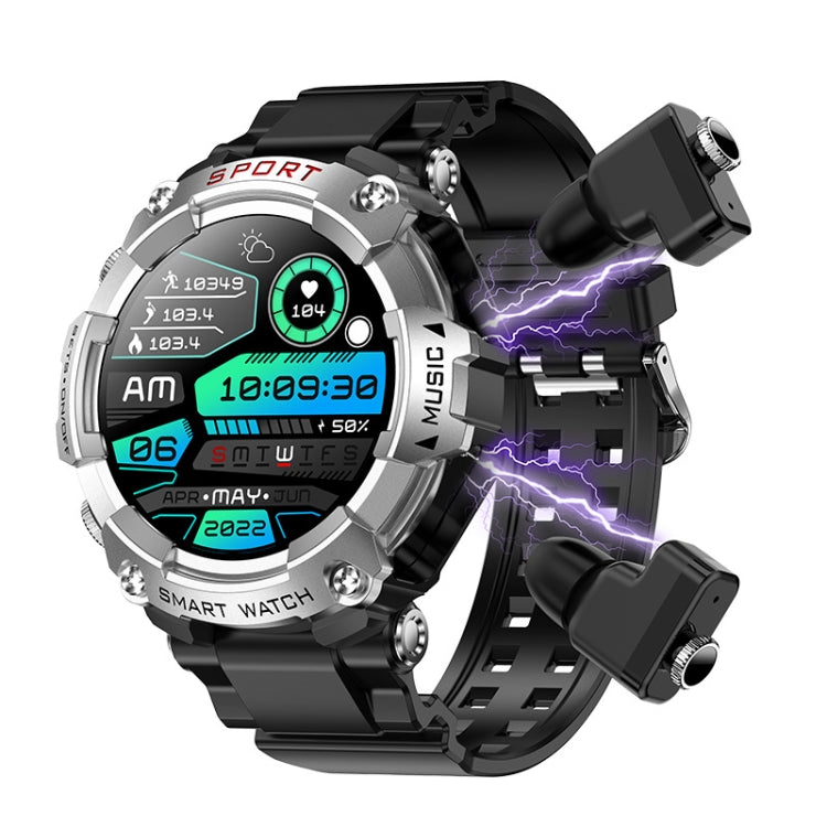 T96 1.52 inch Amoled Screen 2 in 1 Bluetooth Earphone Smart Watch(Silver) by buy2fix