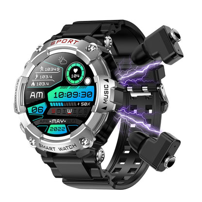 T96 1.52 inch Amoled Screen 2 in 1 Bluetooth Earphone Smart Watch(Silver) by buy2fix