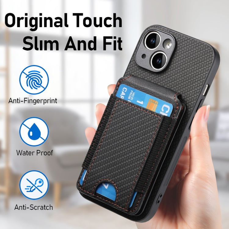 For iPhone 15 Pro Carbon Fiber Vertical Flip Wallet Stand Phone Case(Black) - iPhone 15 Pro Cases by buy2fix | Online Shopping UK | buy2fix
