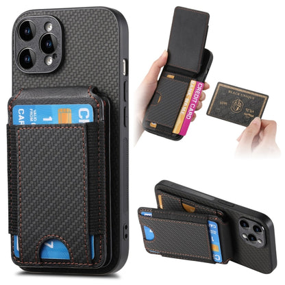 For iPhone 14 Pro Carbon Fiber Vertical Flip Wallet Stand Phone Case(Black) - iPhone 14 Pro Cases by buy2fix | Online Shopping UK | buy2fix