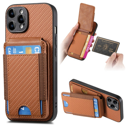 For iPhone 13 Pro Max Carbon Fiber Vertical Flip Wallet Stand Phone Case(Brown) - iPhone 13 Pro Max Cases by buy2fix | Online Shopping UK | buy2fix