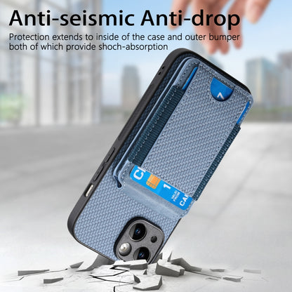 For iPhone 11 Pro Carbon Fiber Vertical Flip Wallet Stand Phone Case(Blue) - iPhone 11 Pro Cases by buy2fix | Online Shopping UK | buy2fix
