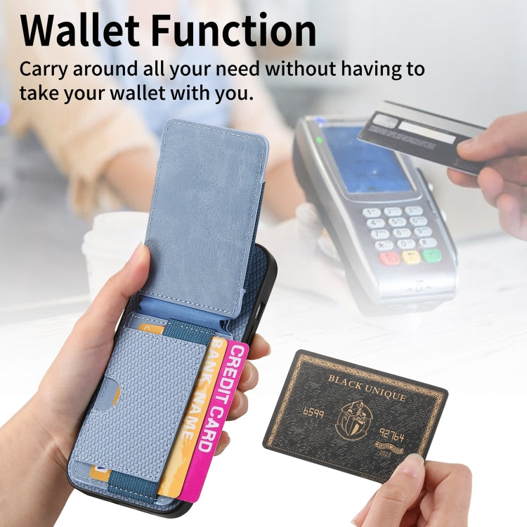 For iPhone 11 Pro Carbon Fiber Vertical Flip Wallet Stand Phone Case(Blue) - iPhone 11 Pro Cases by buy2fix | Online Shopping UK | buy2fix
