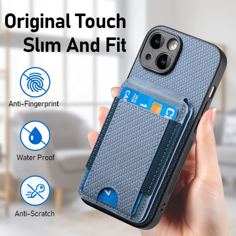For iPhone 11 Pro Carbon Fiber Vertical Flip Wallet Stand Phone Case(Blue) - iPhone 11 Pro Cases by buy2fix | Online Shopping UK | buy2fix