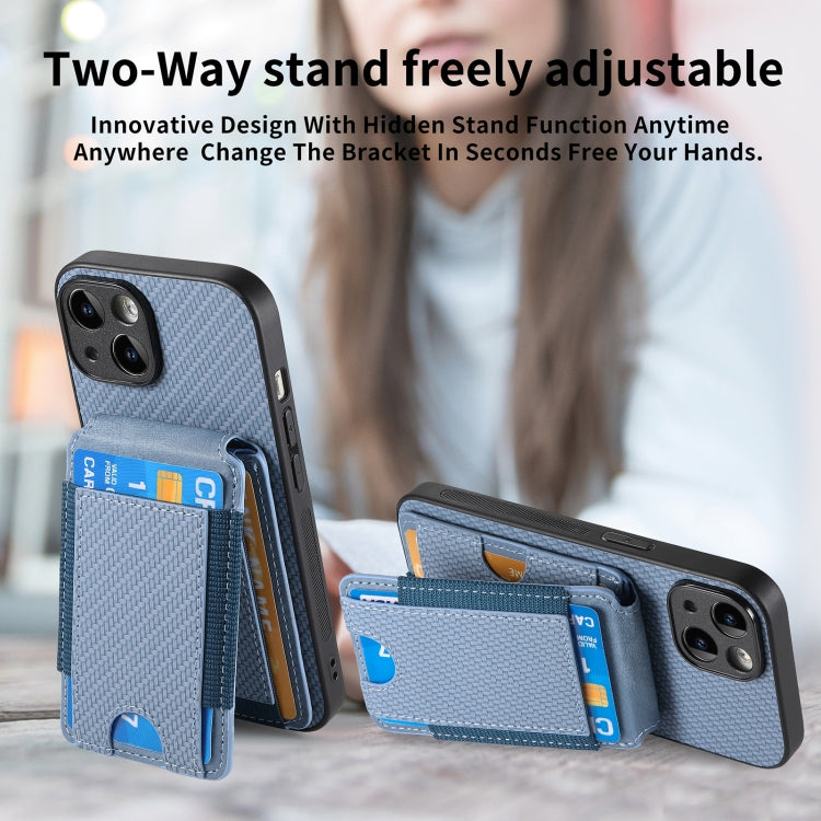 For iPhone 11 Pro Carbon Fiber Vertical Flip Wallet Stand Phone Case(Blue) - iPhone 11 Pro Cases by buy2fix | Online Shopping UK | buy2fix