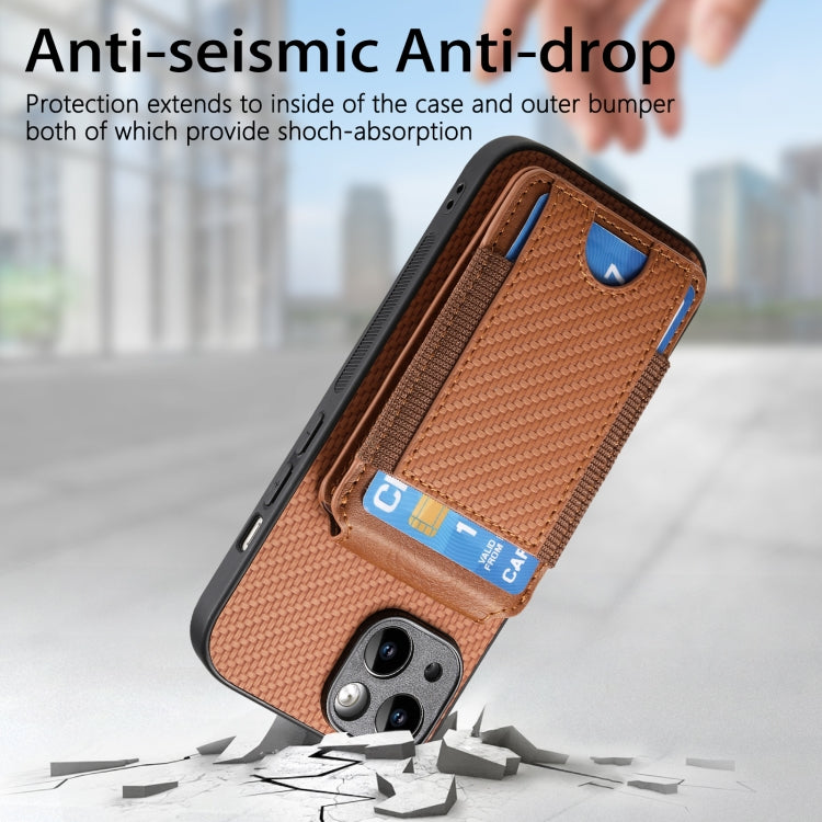 For iPhone 11 Pro Carbon Fiber Vertical Flip Wallet Stand Phone Case(Brown) - iPhone 11 Pro Cases by buy2fix | Online Shopping UK | buy2fix