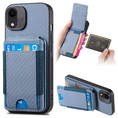 For iPhone XR Carbon Fiber Vertical Flip Wallet Stand Phone Case(Blue) - More iPhone Cases by buy2fix | Online Shopping UK | buy2fix