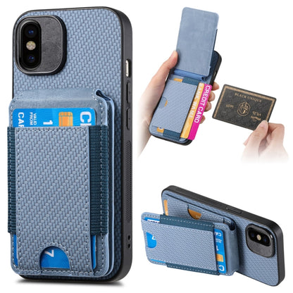 For iPhone X / XS Carbon Fiber Vertical Flip Wallet Stand Phone Case(Blue) - More iPhone Cases by buy2fix | Online Shopping UK | buy2fix