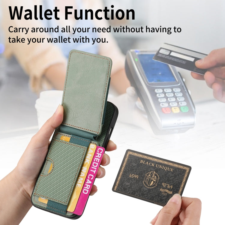 For iPhone 7 Plus / 8 Plus Carbon Fiber Vertical Flip Wallet Stand Phone Case(Green) - More iPhone Cases by buy2fix | Online Shopping UK | buy2fix