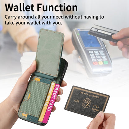 For iPhone 6 Plus / 6s Plus Carbon Fiber Vertical Flip Wallet Stand Phone Case(Green) - More iPhone Cases by buy2fix | Online Shopping UK | buy2fix