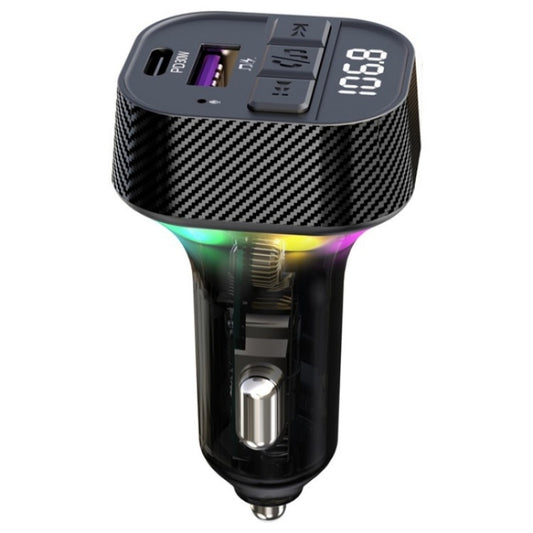 C51 Type-C + USB Car Charger Colorful Light Car Bluetooth Adapter FM Transmitter MP3 Player by buy2fix