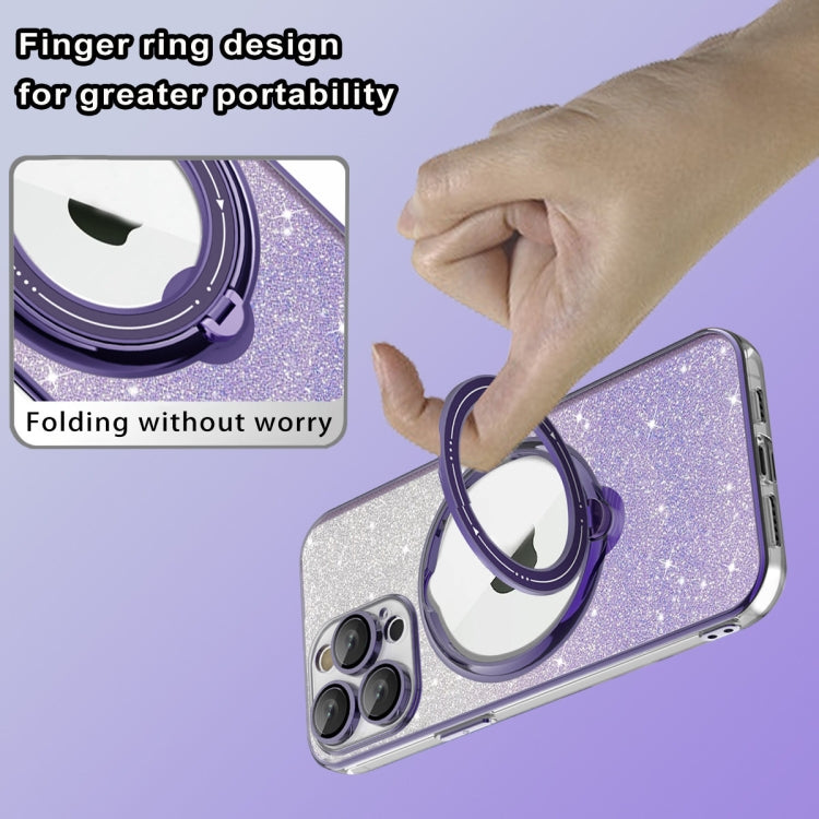 For iPhone 15 Rotation MagSafe Holder Gradient Glitter TPU Phone Case(Cangling) - iPhone 15 Cases by buy2fix | Online Shopping UK | buy2fix
