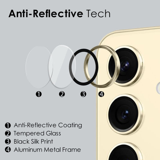 For Samsung Galaxy S24 5G NORTHJO Camera LensCD Vein Metal Ring Tempered Glass Film(Gold) by NORTHJO