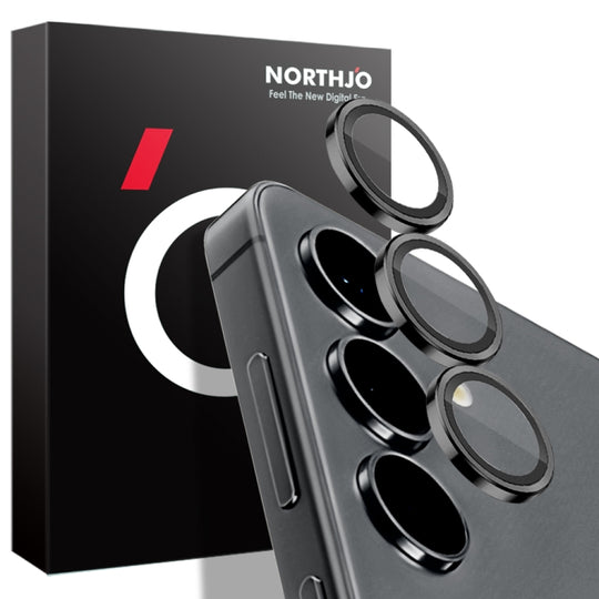 For Samsung Galaxy S24+ 5G NORTHJO Camera LensCD Vein Metal Ring Tempered Glass Film(Black)