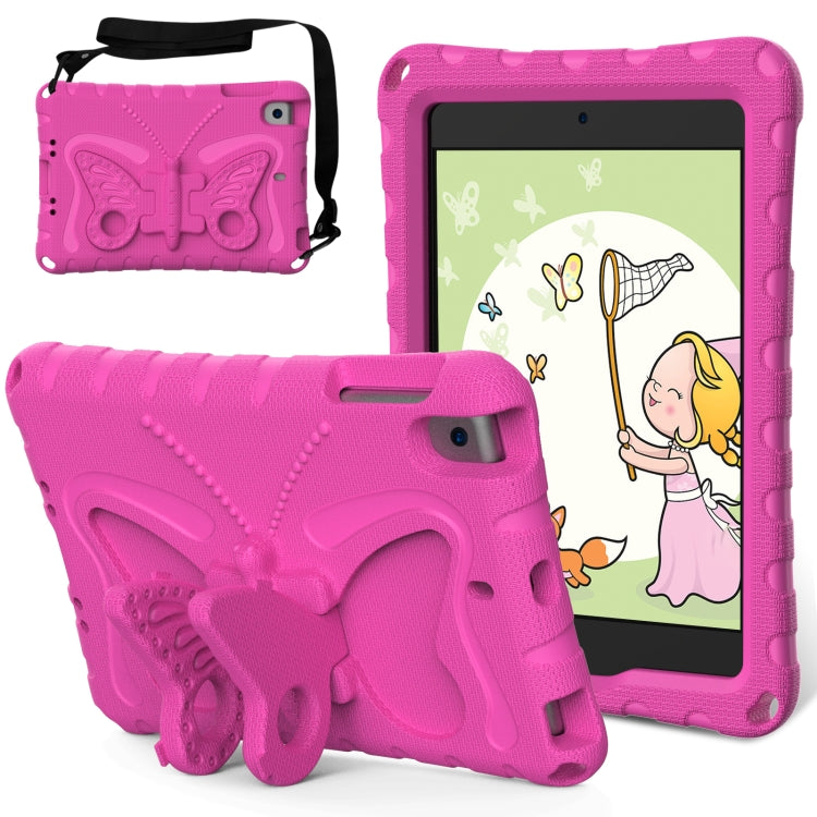 For iPad mini 1/2/3/4/5 Butterfly Bracket EVA Shockproof Tablet Case(Rose Red) - iPad mini (2019) / mini 5 Cases by buy2fix | Online Shopping UK | buy2fix