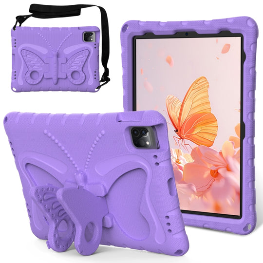 For iPad Air 11  2026 / 2025 / 2024 Butterfly Bracket EVA Shockproof Tablet Case(Light Purple)