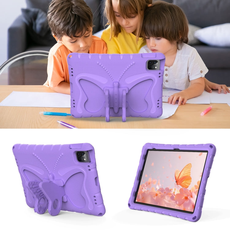 For iPad Air 11 2025 / 2024 Butterfly Bracket EVA Shockproof Tablet Case(Light Purple) by buy2fix