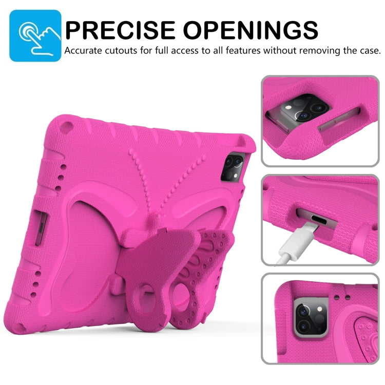 For iPad Air 11 2025 / 2024 Butterfly Bracket EVA Shockproof Tablet Case(Rose Red) by buy2fix