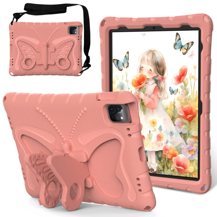 For iPad Pro 11 2024 Butterfly Bracket EVA Shockproof Tablet Case(Pink Orange) - iPad Pro 11 2024 Cases by buy2fix | Online Shopping UK | buy2fix