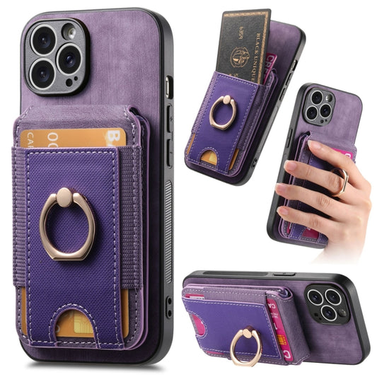 For iPhone 15 Pro Max Retro Splitable Magnetic Stand Card Bag Leather Phone Case(Purple) - iPhone 15 Pro Max Cases by buy2fix | Online Shopping UK | buy2fix