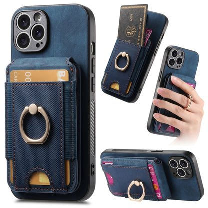 For iPhone 15 Pro Max Retro Splitable Magnetic Stand Card Bag Leather Phone Case(Blue) - iPhone 15 Pro Max Cases by buy2fix | Online Shopping UK | buy2fix