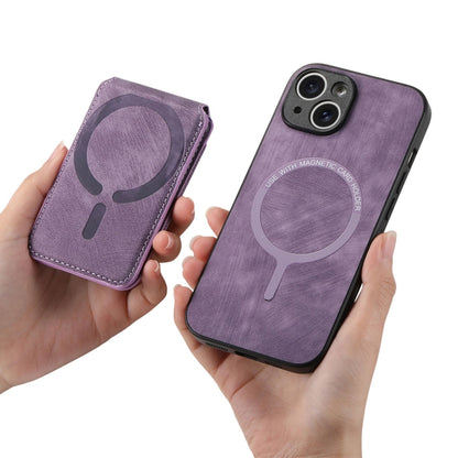 For iPhone 15 Pro Retro Splitable Magnetic Stand Card Bag Leather Phone Case(Purple) - iPhone 15 Pro Cases by buy2fix | Online Shopping UK | buy2fix