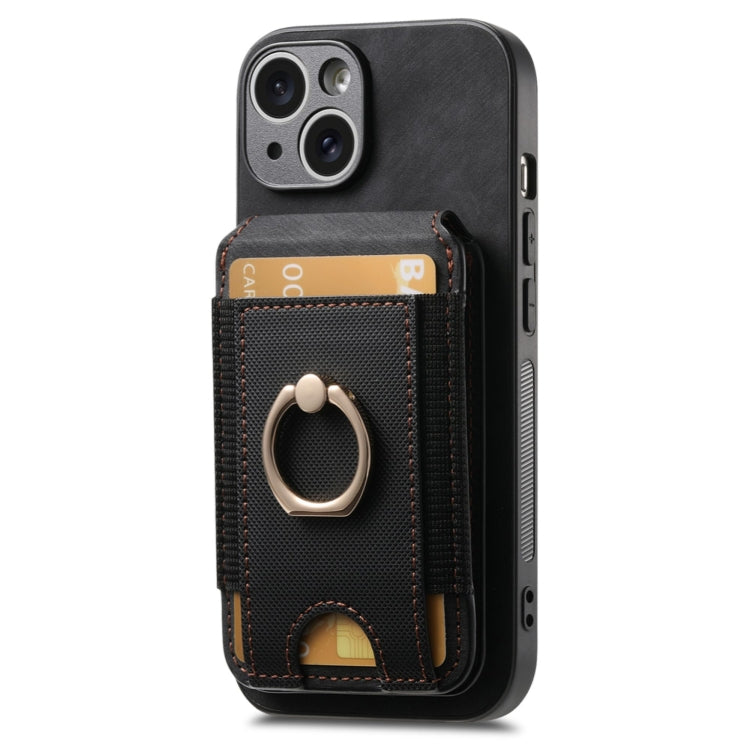 For iPhone 15 Pro Retro Splitable Magnetic Stand Card Bag Leather Phone Case(Black) - iPhone 15 Pro Cases by buy2fix | Online Shopping UK | buy2fix
