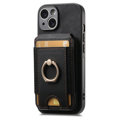 For iPhone 15 Pro Retro Splitable Magnetic Stand Card Bag Leather Phone Case(Black) - iPhone 15 Pro Cases by buy2fix | Online Shopping UK | buy2fix