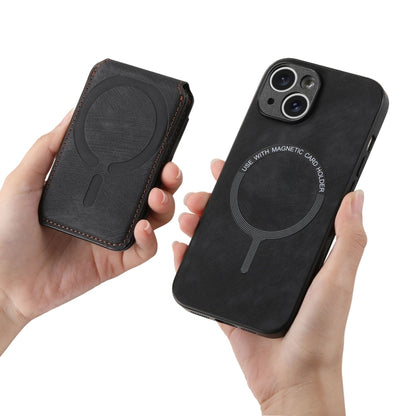 For iPhone 15 Pro Retro Splitable Magnetic Stand Card Bag Leather Phone Case(Black) - iPhone 15 Pro Cases by buy2fix | Online Shopping UK | buy2fix