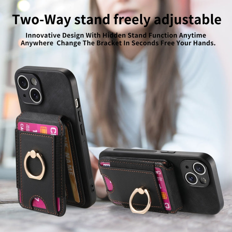 For iPhone 15 Pro Retro Splitable Magnetic Stand Card Bag Leather Phone Case(Black) - iPhone 15 Pro Cases by buy2fix | Online Shopping UK | buy2fix