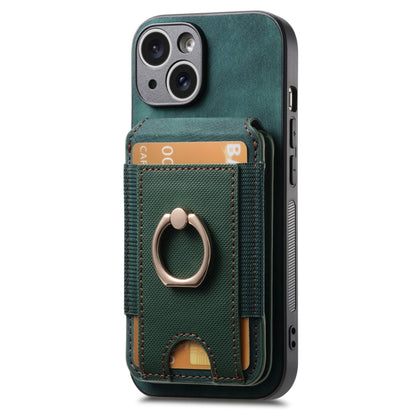 For iPhone 15 Plus Retro Splitable Magnetic Stand Card Bag Leather Phone Case(Green) - iPhone 15 Plus Cases by buy2fix | Online Shopping UK | buy2fix