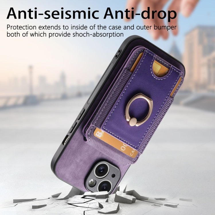 For iPhone 14 Plus Retro Splitable Magnetic Stand Card Bag Leather Phone Case(Purple) - iPhone 14 Plus Cases by buy2fix | Online Shopping UK | buy2fix