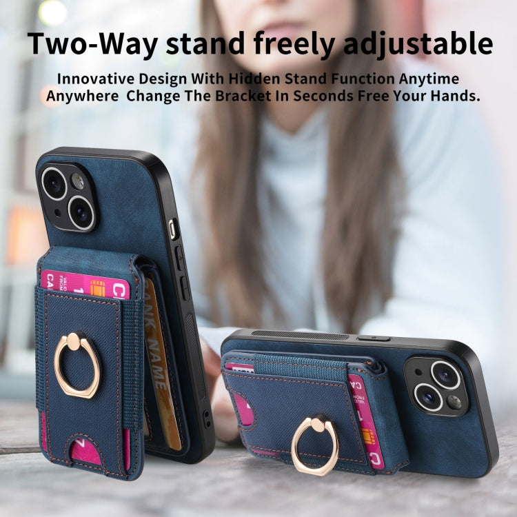 For iPhone 14 Plus Retro Splitable Magnetic Stand Card Bag Leather Phone Case(Blue) - iPhone 14 Plus Cases by buy2fix | Online Shopping UK | buy2fix