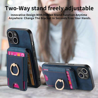 For iPhone 14 Plus Retro Splitable Magnetic Stand Card Bag Leather Phone Case(Blue) - iPhone 14 Plus Cases by buy2fix | Online Shopping UK | buy2fix