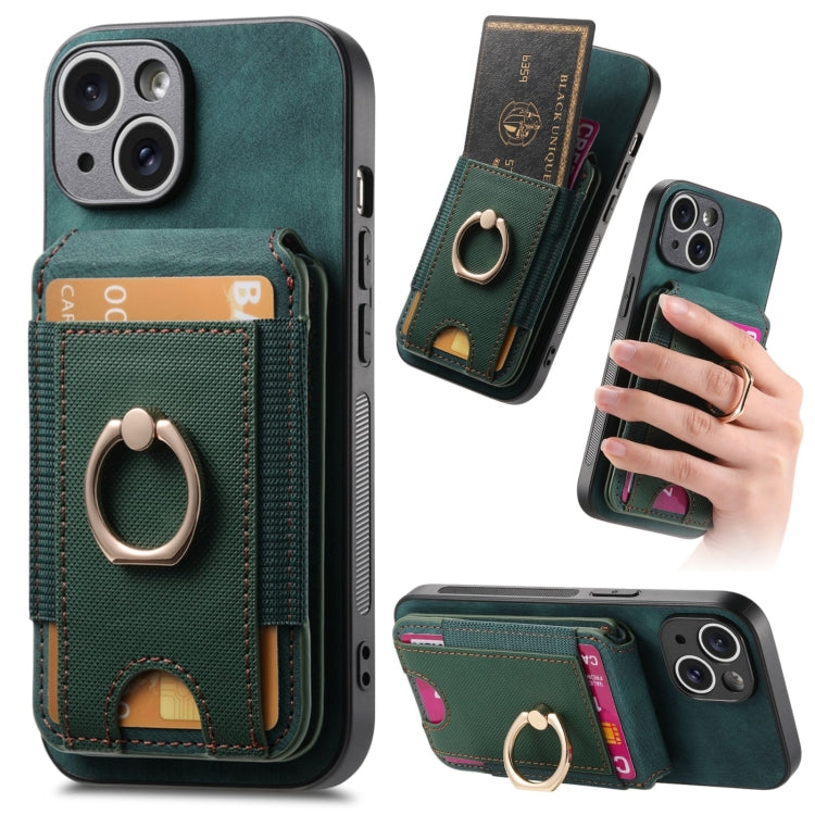 For iPhone 14 Retro Splitable Magnetic Stand Card Bag Leather Phone Case(Green) - iPhone 14 Cases by buy2fix | Online Shopping UK | buy2fix