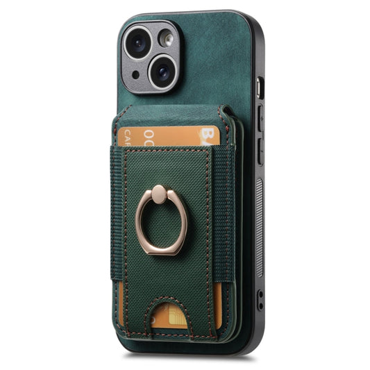 For iPhone 14 Pro Retro Splitable Magnetic Stand Card Bag Leather Phone Case(Green) - iPhone 14 Pro Cases by buy2fix | Online Shopping UK | buy2fix