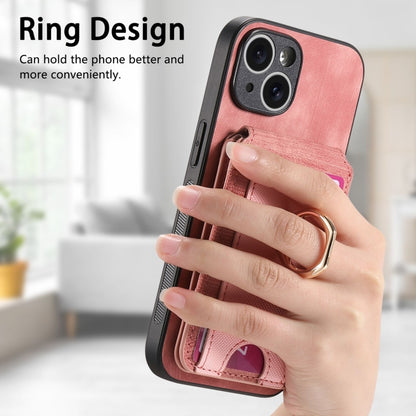 For iPhone 14 Pro Max Retro Splitable Magnetic Stand Card Bag Leather Phone Case(Pink) - iPhone 14 Pro Max Cases by buy2fix | Online Shopping UK | buy2fix