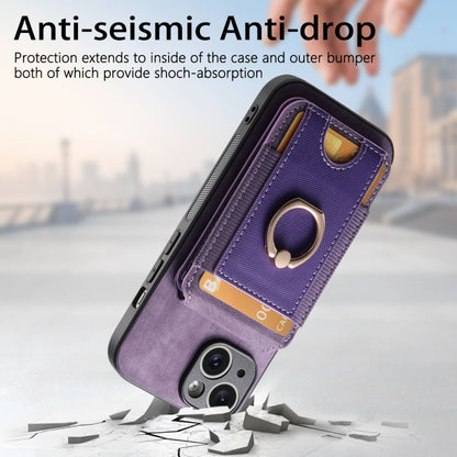 For iPhone 14 Pro Max Retro Splitable Magnetic Stand Card Bag Leather Phone Case(Purple) - iPhone 14 Pro Max Cases by buy2fix | Online Shopping UK | buy2fix