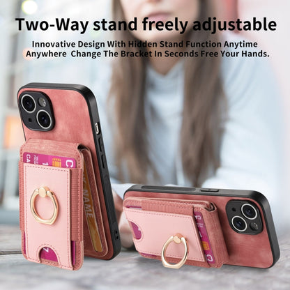 For iPhone 13 Pro Max Retro Splitable Magnetic Stand Card Bag Leather Phone Case(Pink) - iPhone 13 Pro Max Cases by buy2fix | Online Shopping UK | buy2fix