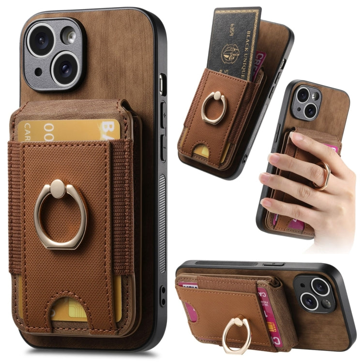 For iPhone 13 Retro Splitable Magnetic Stand Card Bag Leather Phone Case(Brown) - iPhone 13 Cases by buy2fix | Online Shopping UK | buy2fix