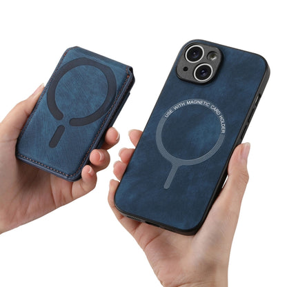 For iPhone 12 Retro Splitable Magnetic Stand Card Bag Leather Phone Case(Blue) - iPhone 12 / 12 Pro Cases by buy2fix | Online Shopping UK | buy2fix