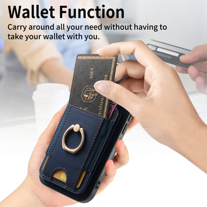 For iPhone 12 Retro Splitable Magnetic Stand Card Bag Leather Phone Case(Blue) - iPhone 12 / 12 Pro Cases by buy2fix | Online Shopping UK | buy2fix