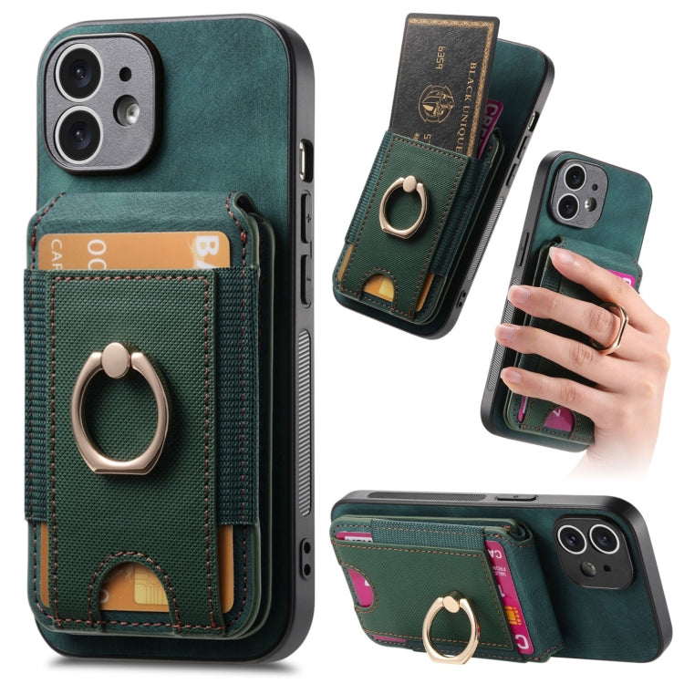 For iPhone 12 Retro Splitable Magnetic Stand Card Bag Leather Phone Case(Green) - iPhone 12 / 12 Pro Cases by buy2fix | Online Shopping UK | buy2fix