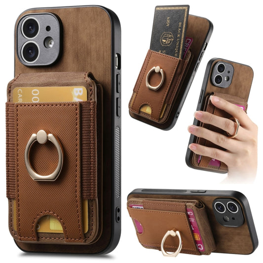 For iPhone 12 Retro Splitable Magnetic Stand Card Bag Leather Phone Case(Brown) - iPhone 12 / 12 Pro Cases by buy2fix | Online Shopping UK | buy2fix