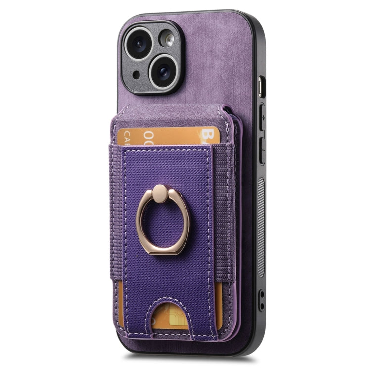 For iPhone 12 Pro Max Retro Splitable Magnetic Stand Card Bag Leather Phone Case(Purple) - iPhone 12 Pro Max Cases by buy2fix | Online Shopping UK | buy2fix