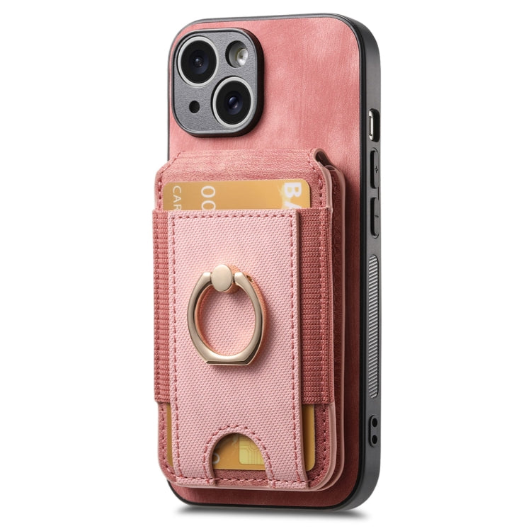 For iPhone 12 Pro Retro Splitable Magnetic Stand Card Bag Leather Phone Case(Pink) - iPhone 12 / 12 Pro Cases by buy2fix | Online Shopping UK | buy2fix