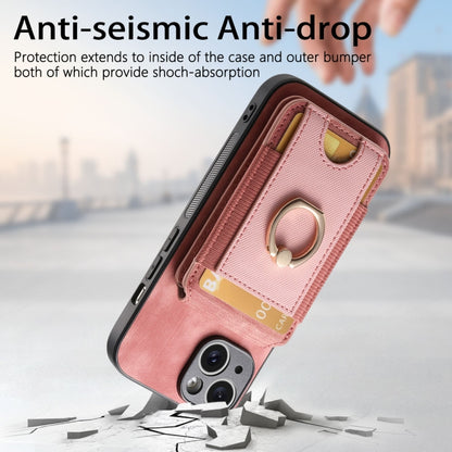 For iPhone 12 Pro Retro Splitable Magnetic Stand Card Bag Leather Phone Case(Pink) - iPhone 12 / 12 Pro Cases by buy2fix | Online Shopping UK | buy2fix
