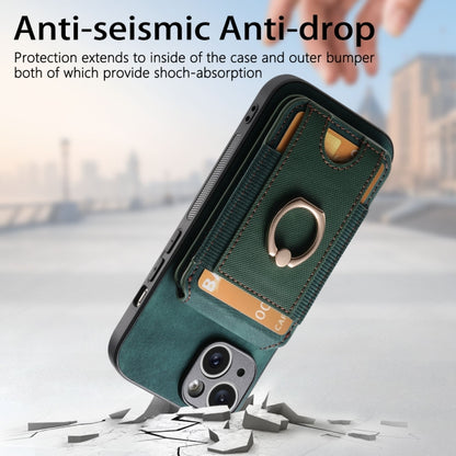 For iPhone 12 Pro Retro Splitable Magnetic Stand Card Bag Leather Phone Case(Green) - iPhone 12 / 12 Pro Cases by buy2fix | Online Shopping UK | buy2fix
