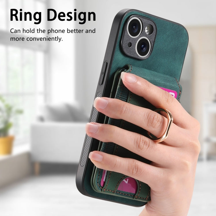 For iPhone 12 Pro Retro Splitable Magnetic Stand Card Bag Leather Phone Case(Green) - iPhone 12 / 12 Pro Cases by buy2fix | Online Shopping UK | buy2fix