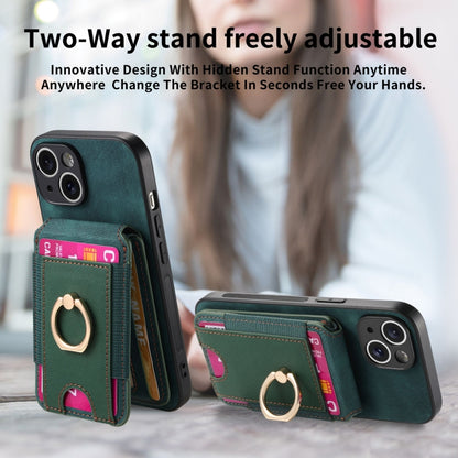 For iPhone 12 Pro Retro Splitable Magnetic Stand Card Bag Leather Phone Case(Green) - iPhone 12 / 12 Pro Cases by buy2fix | Online Shopping UK | buy2fix